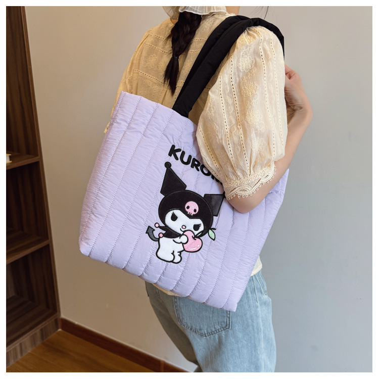 本物のサンリオかわいいダウン布新しいポータブルショルダー化粧品バッグトイレタリーバッグママバッグトートショッピングバッグ|undefined