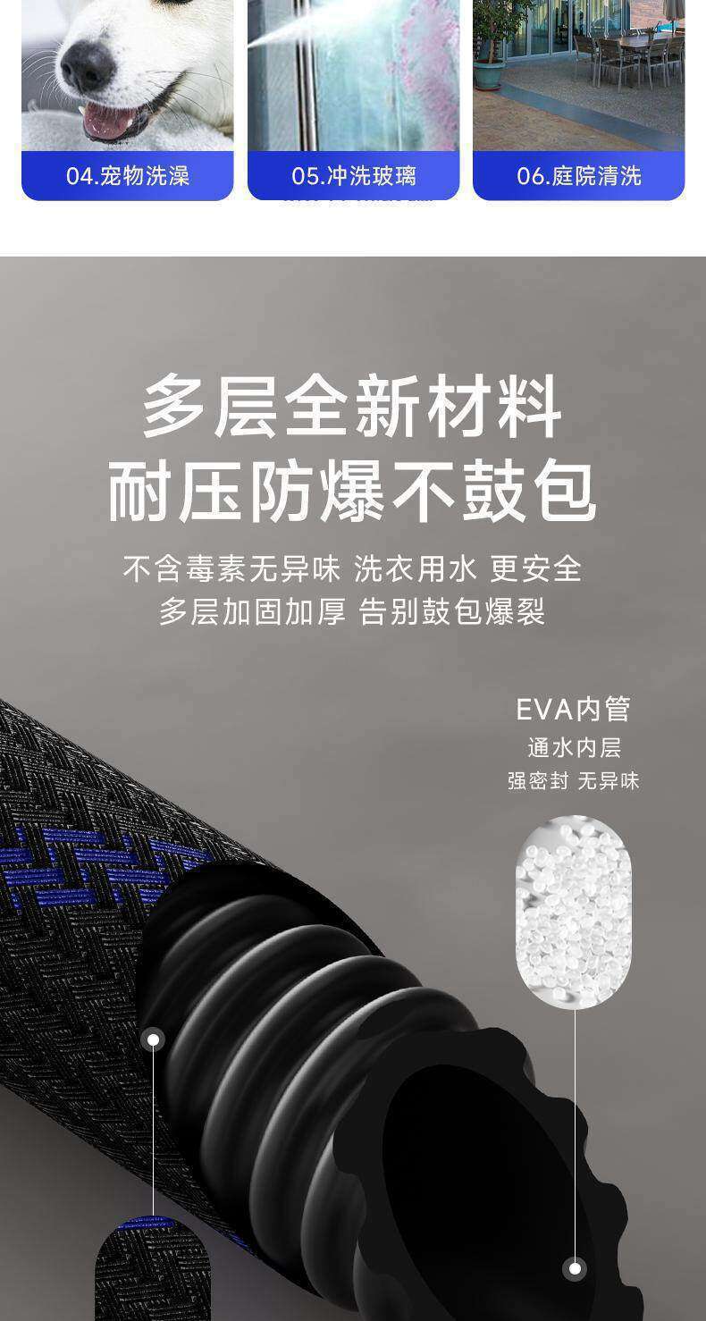 High-Pressure Booster Water Gun, Powerful Cleaning Hose, Telescopic Hose for Watering Flowers, Car Washing, Household Garden, and Faucet Connection Nozzle