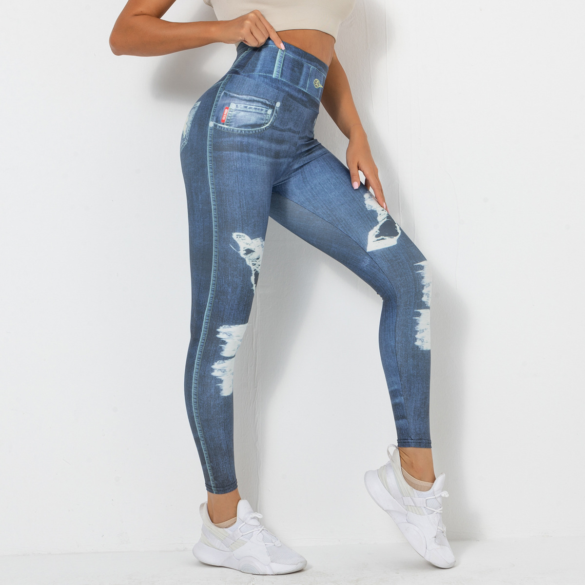 Casual Sport Style Printing Spandex Polyester Active Bottoms Leggings display Modeuse 43