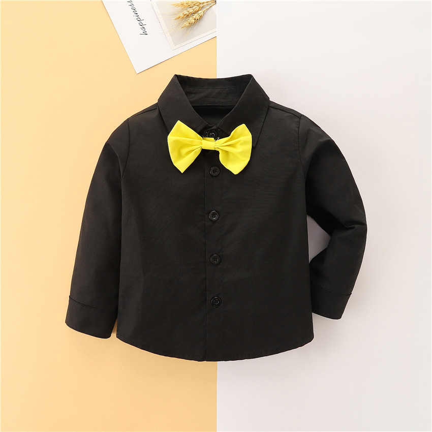 Terno infantil moderno, cor contrastante, camisa preta + macacão, calça vermelha, conjunto de 3 peças_voghion.com