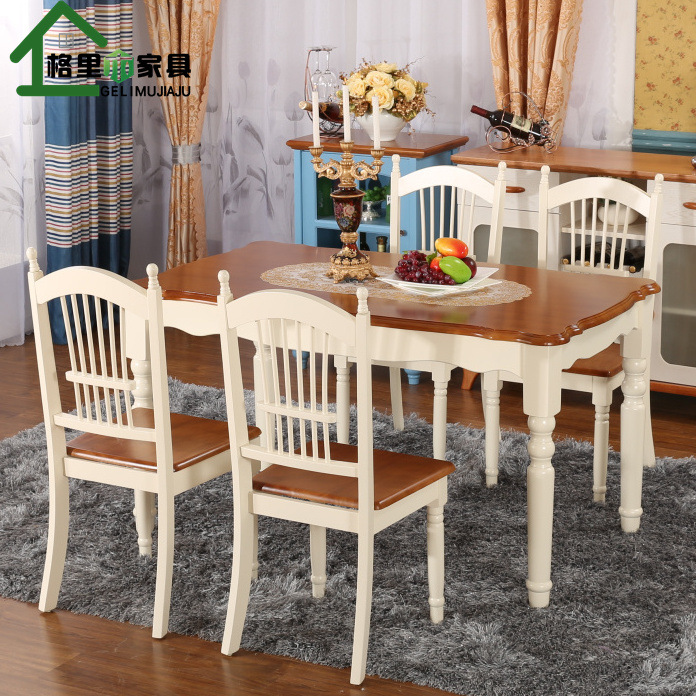 All Solid Wood Dining Table American Country Mediterranean Dining Table and Chair Combination European Pastoral Small Apartment Modern Simple Dining Table