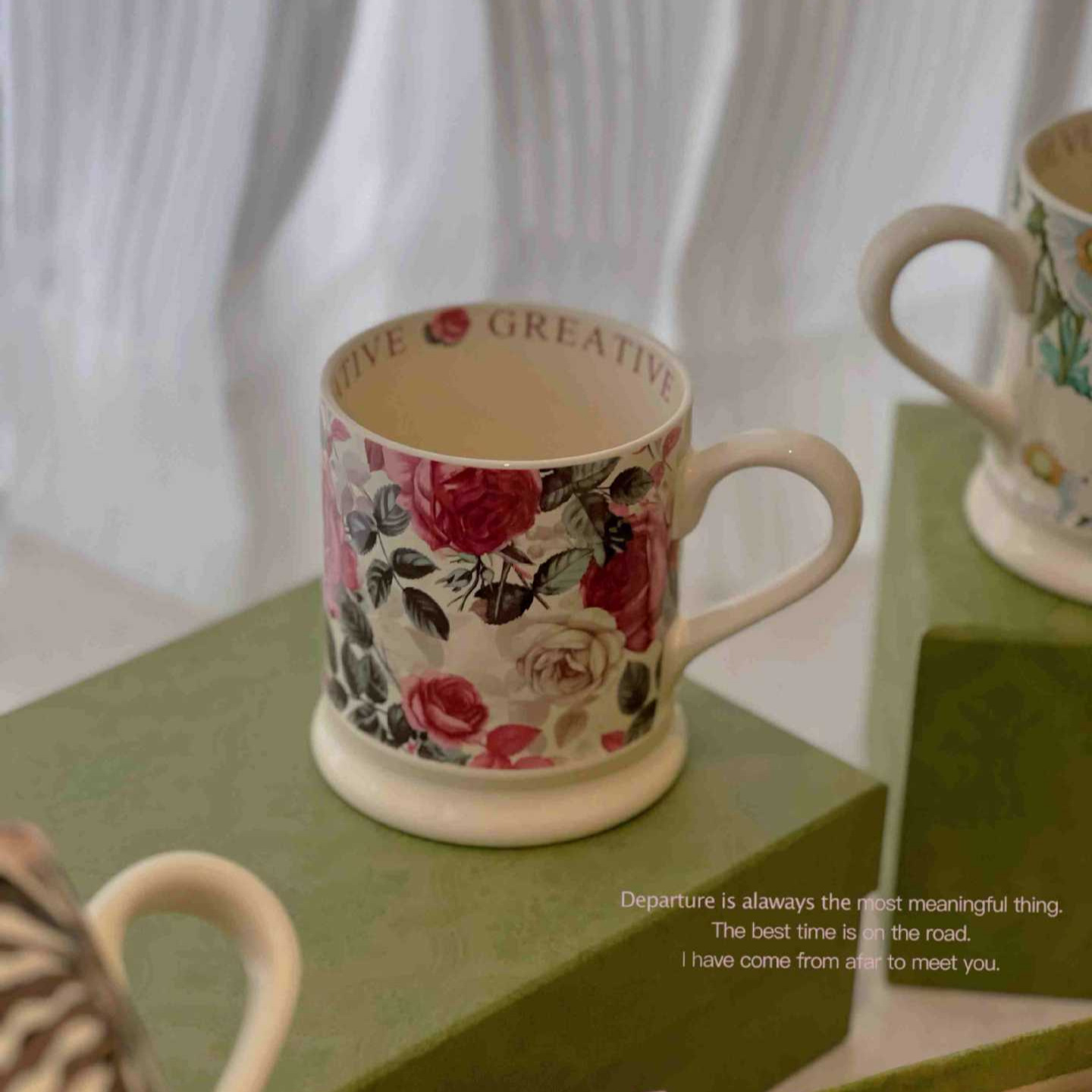 Shang 'en original vintage taza de cerámica taza de agua taza de desayuno de oficina taza de café de nicho taza de flores caseras