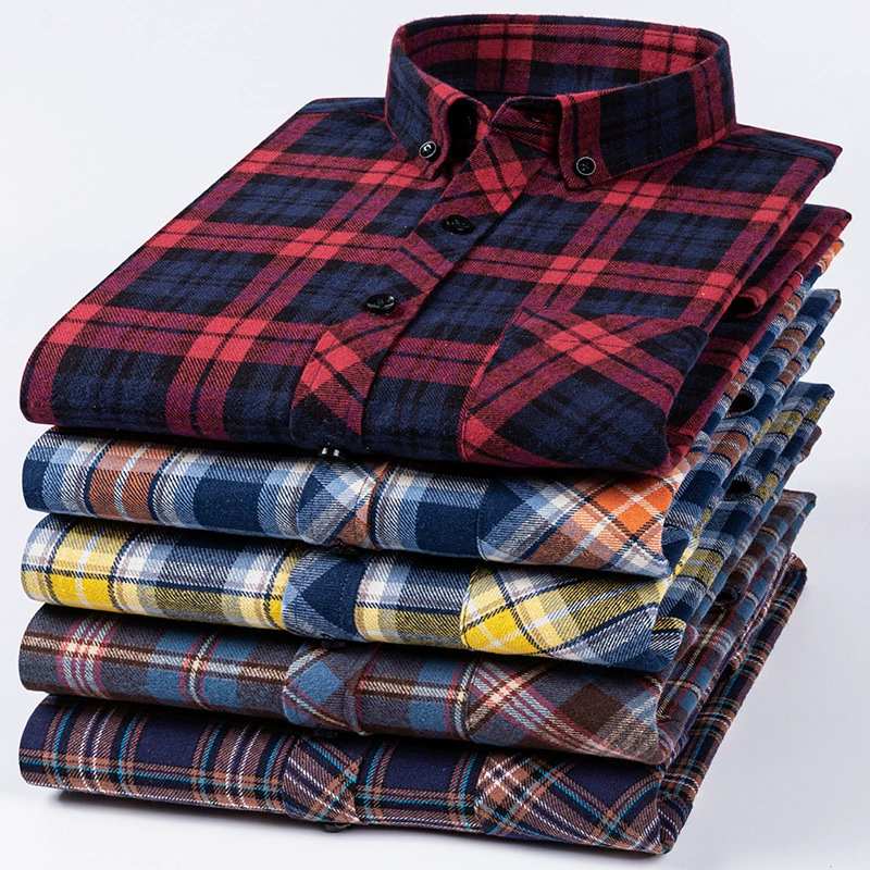Фабрика прямых продаж Супер большой размер новая мужская молодежная мужская одежда хлопчатобумажная шерстяная клетчатая рубашка с длинными рукавами модная повседневная одежда
