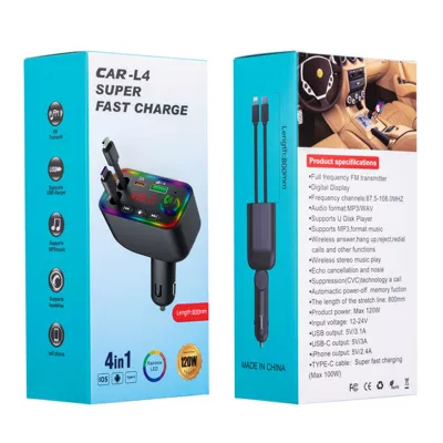 Charging with Built-In Retractable Cable | Car mp3 - l4-bluetooth-ambient-light-super-fast-charging