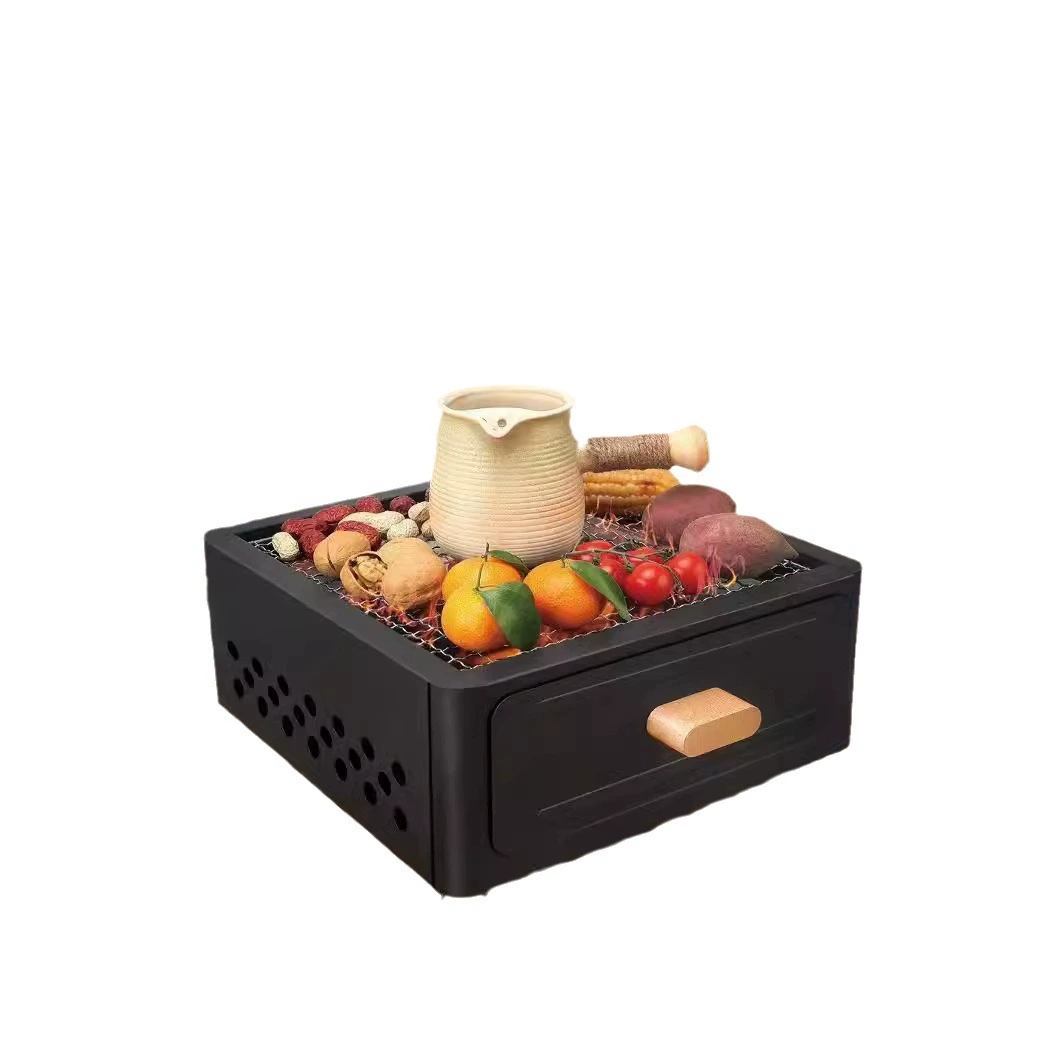 Домашняя новая квадратная печь древесный уголь вареный чай печь для барбекю внутри, удобная внешняя плита