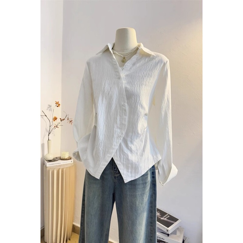 French-Style Lace Patchwork Collar Long-Sleeve Shirt for Women, 2026 Spring/Summer, Tie-Waist Blouse, Thin Top French-Style Lace Patchwork Collar Long-Sleeve Shirt for Women, 2026 Spring/Summer, Tie-Waist Blouse, Thin Top