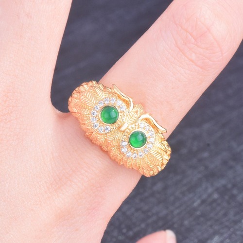 Xiaohongshu Recommended High-End Jewelry Eagle Ring with Natural Agate Bird and Eagle Openwork Colorful Gemstone Ring