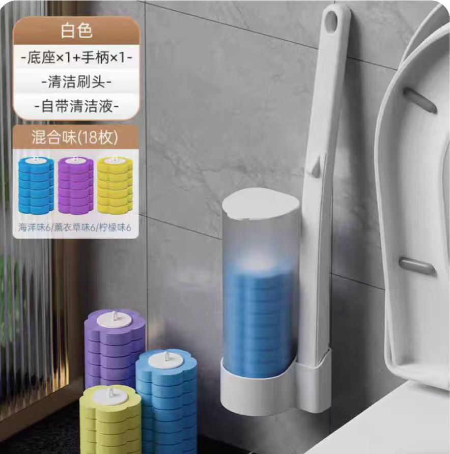 Cepillo de inodoro desechable para uso doméstico, cepillo de inodoro de mango largo sin perforaciones, sin rincones muertos, cepillo de limpieza estéril, cepillo de inodoro.