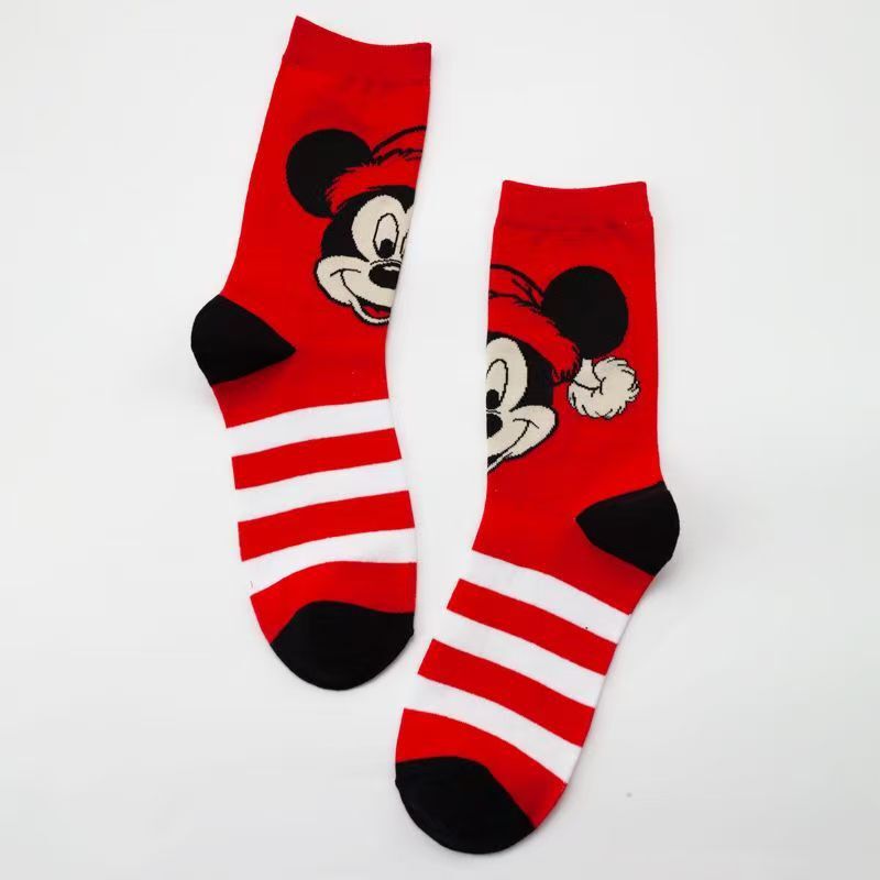 Popular Mickey Mouse Red and White Striped Fun Socks Cartoon Socks Trendy Socks Popular Mickey Mouse Red and White Striped Fun Socks Cartoon Socks Trendy Socks