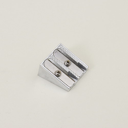 Metal double-hole pencil sharpener, large-hole eyebrow pencil sharpener, alloy pencil sharpener, silver bevel single-hole pencil sharpener