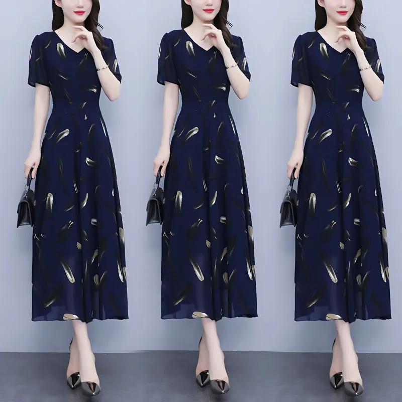 2023新款洋气碎花大摆裙直销高个子胖妹妹收腰显瘦遮肚长裙子