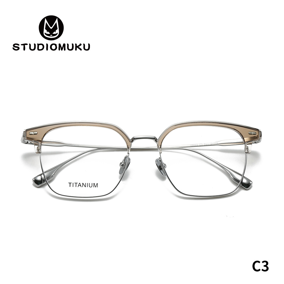 STUDIOMUKU gafas de diseño minimalista de marcos de cejas, diseño de contraste, estilo de ojos retro