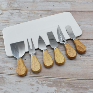 Сырный нож шесть -части набор из нержавеющей стали сырного ножа деревян