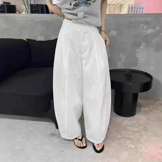 韩系简约百搭气球裤女夏季薄款防晒阔腿裤宽松显瘦高腰九分灯笼裤