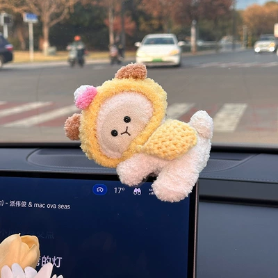New Creative Car Ornaments, Car ornaments - bingbing-headband-crossbody-bag-lamb-clip-doll