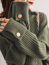 外贸品牌出口一线大牌剪标女装半高领设计感袖口加厚羊绒针织毛衣