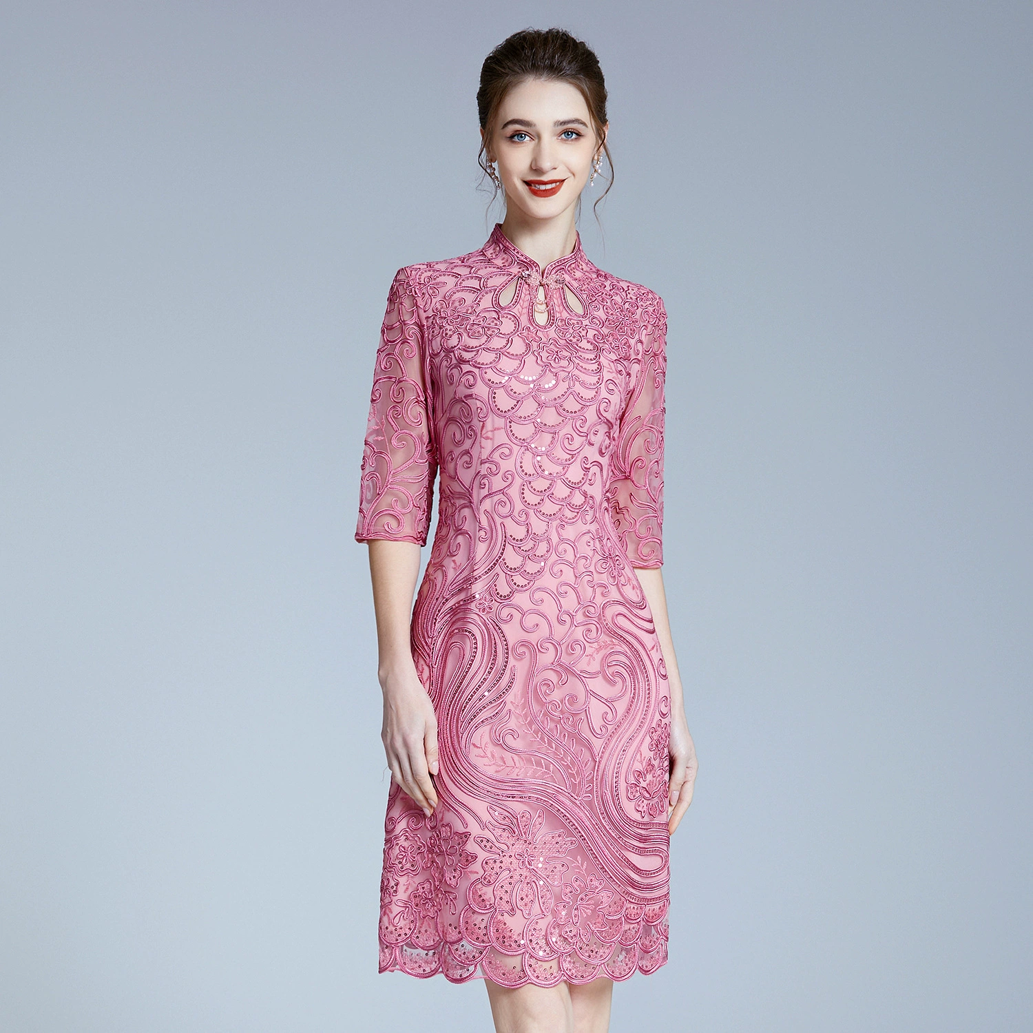 Весеннее высококлассное платье среднего возраста бренд свадебное платье с вышивкой