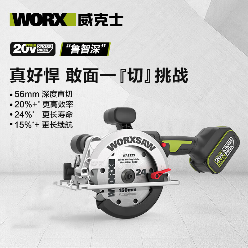 WEX WORX WU535X sierra circular eléctrica sin escobillas (5.0 doble eléctrica) cortadora de litio sierra eléctrica carpintero