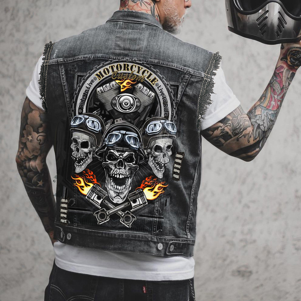 Weste Sommer Motorrad Punk Tank Top Herren Mantel Cowboy Vest2511_voghion.com