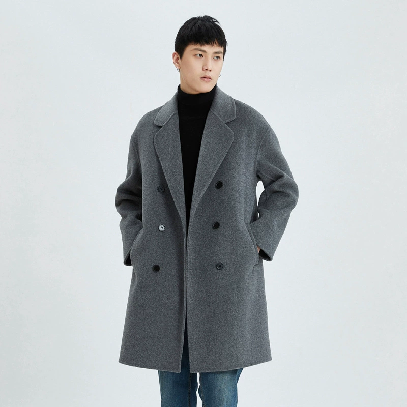 Изделие demi-season из шерсти двойной вязки кашемир тканый, тренч, свобода кроя, середина длины