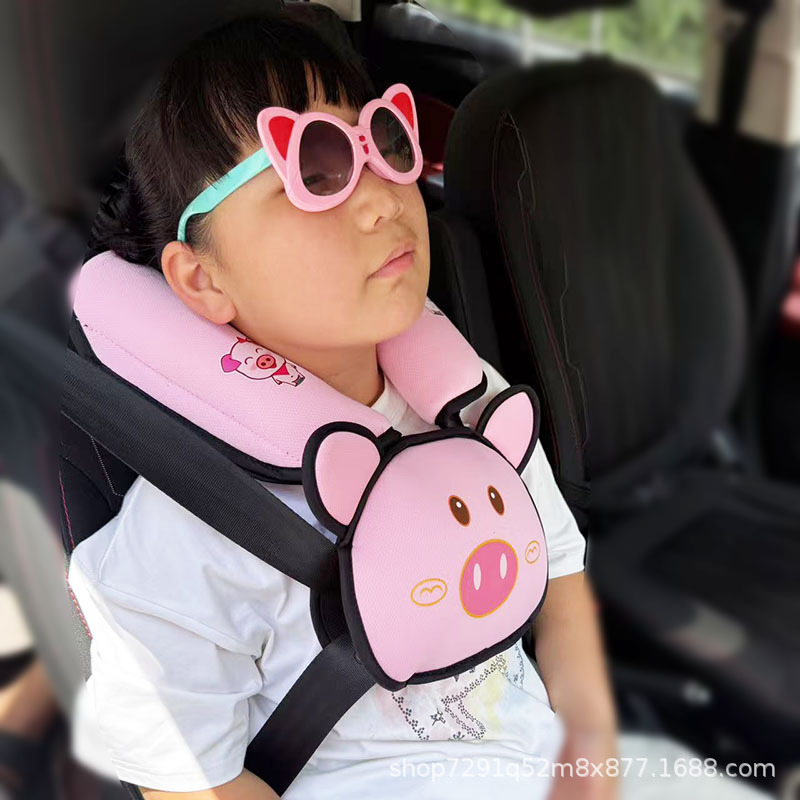 Pig Head Auxiliary Safety Belt Limiter Holder Car Kids Safety Belt Adjustment Anti-Stranglehold Shoulder Protector