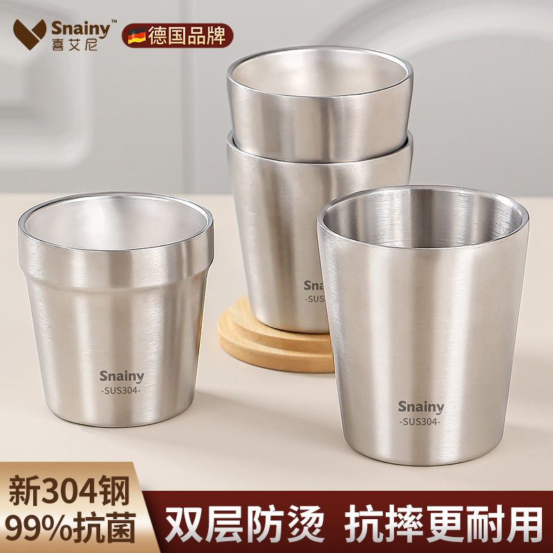 304双层简约不锈钢杯防烫子啤酒杯咖啡杯户外儿童小水杯批发|undefined