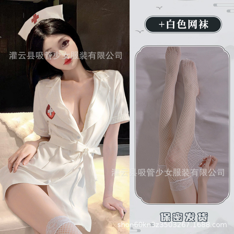 화이트[모자+스커트+T바지]+화이트 망사스타킹