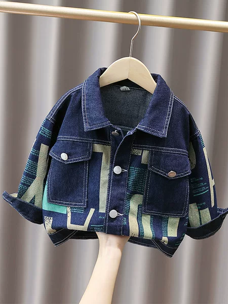 Foreign Trade Boys' Spring and Autumn Denim Jacket 2026 New Style Children's Cool Korean-Style Top for Boys Trendy and Stylish