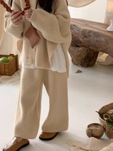 女童韩版纯色针织两件套秋冬新款女宝宝洋气休闲连帽毛线套装