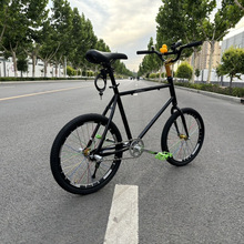 爆改死飞新款自行车20金花倒刹橄榄动作轻便男女学生翘头单车绢花