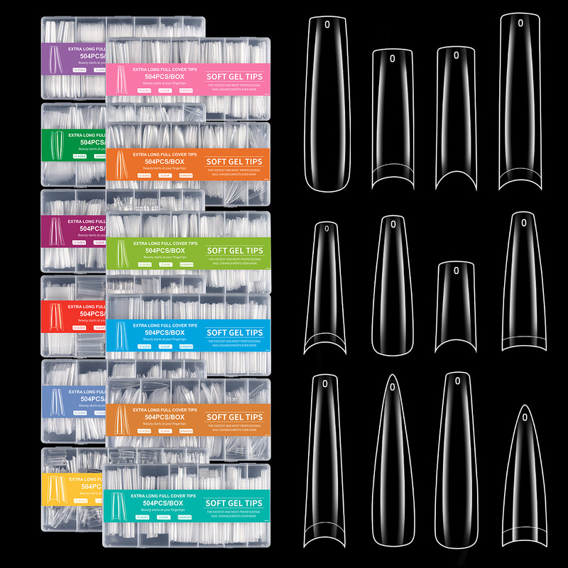 Cross-Border Manicure Extra Long Water Pipe Nail Patch Fake Nail Patch 504 Pieces Boxed Transparent Full French XXXL Denim Cross-Border Manicure Extra Long Water Pipe Nail Patch Fake Nail Patch 504 Pieces Boxed Transparent Full French XXXL Denim