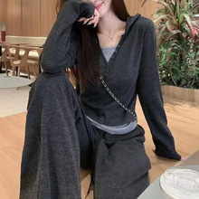 新品 连帽卫衣运动服套装女春秋跑步时尚韩版显瘦上衣休闲三件套