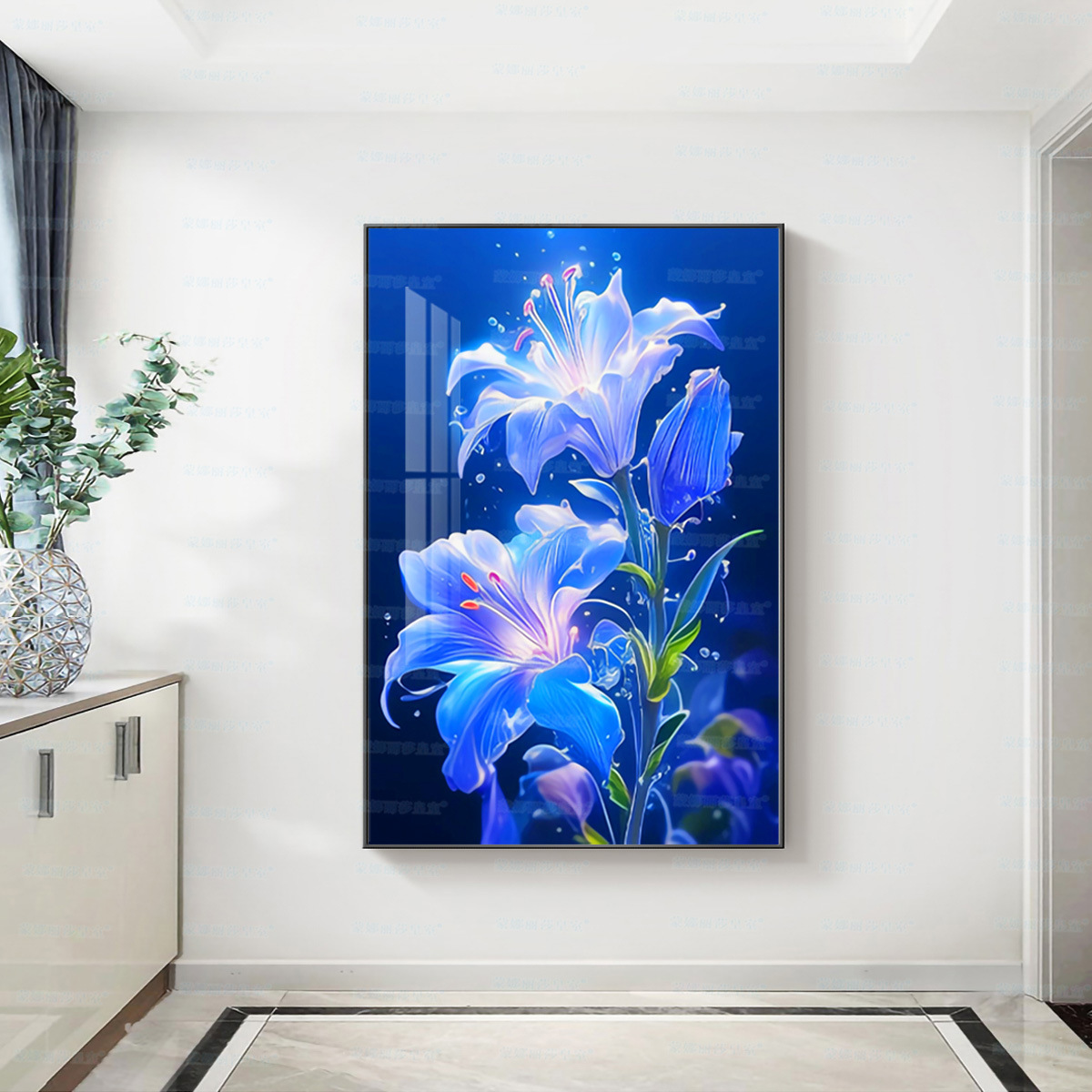 [Algodón importado] Mona Lisa real crucifijo de vidrio lirio nuevo decoración floral pintura colgante bordada a mano image 10