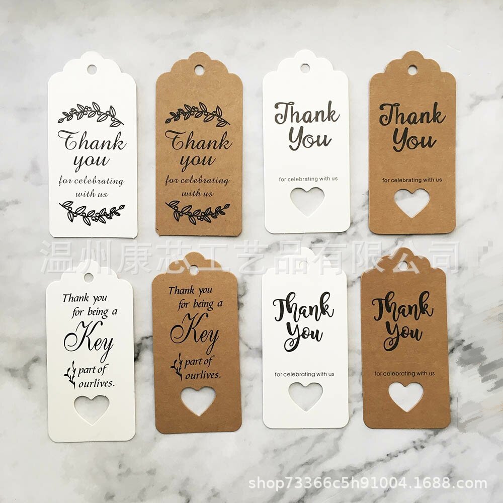 亚马逊Thank   you 波浪头牛皮纸吊牌 标签留言烘焙礼物包装