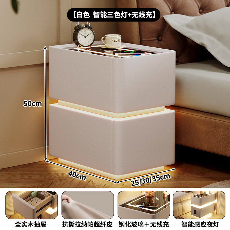 Mesita de noche inteligente simple y moderna pequeña súper estrecha 2024 nueva carga inalámbrica 30 cm dormitorio lado de la cama gabinete estrecho