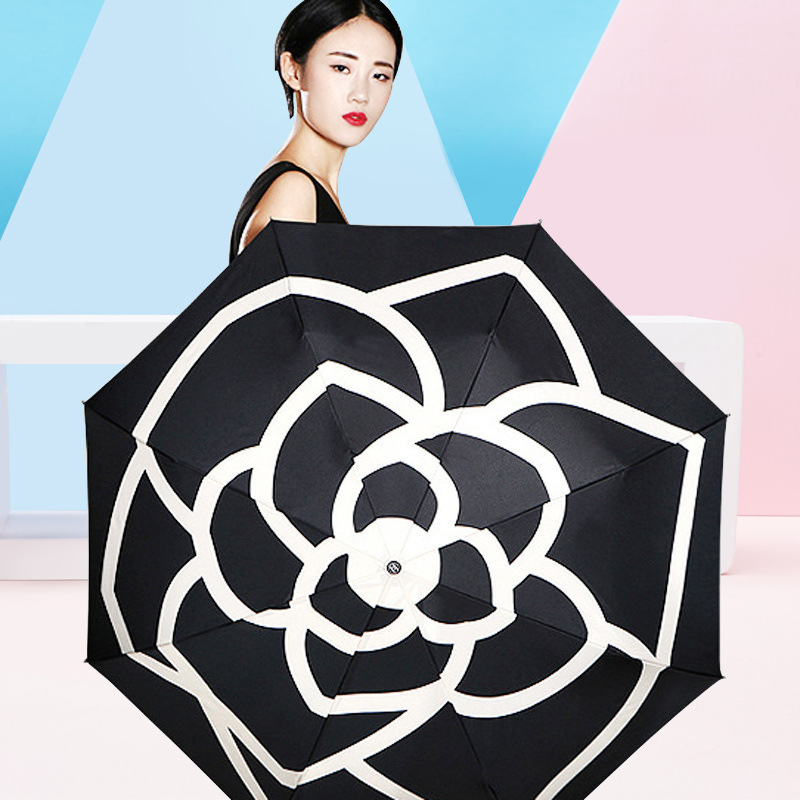 Umbrella Camellia Black Coating Sun Protection Uv Umbrella for Girls, Simple and Luxurious Sun Umbrella with Black Coating for Sun Protection Umbrella Camellia Black Coating Sun Protection Uv Umbrella for Girls, Simple and Luxurious Sun Umbrella with Black Coating for Sun Protection