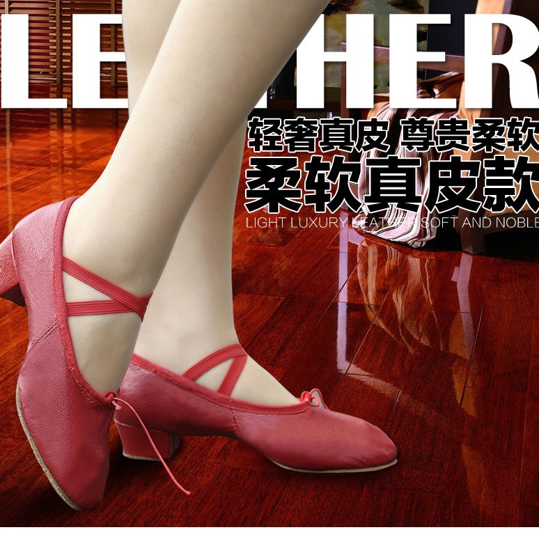 s5 three-in-one dance shoes with soft sole and heel, suitable for ballet, yoga, belly dance, folk dance, two-in-one performance shoes for teachers