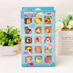 Cute cartoon mini food sushi cake shape eraser gift box primary school students creative stationery children's gifts