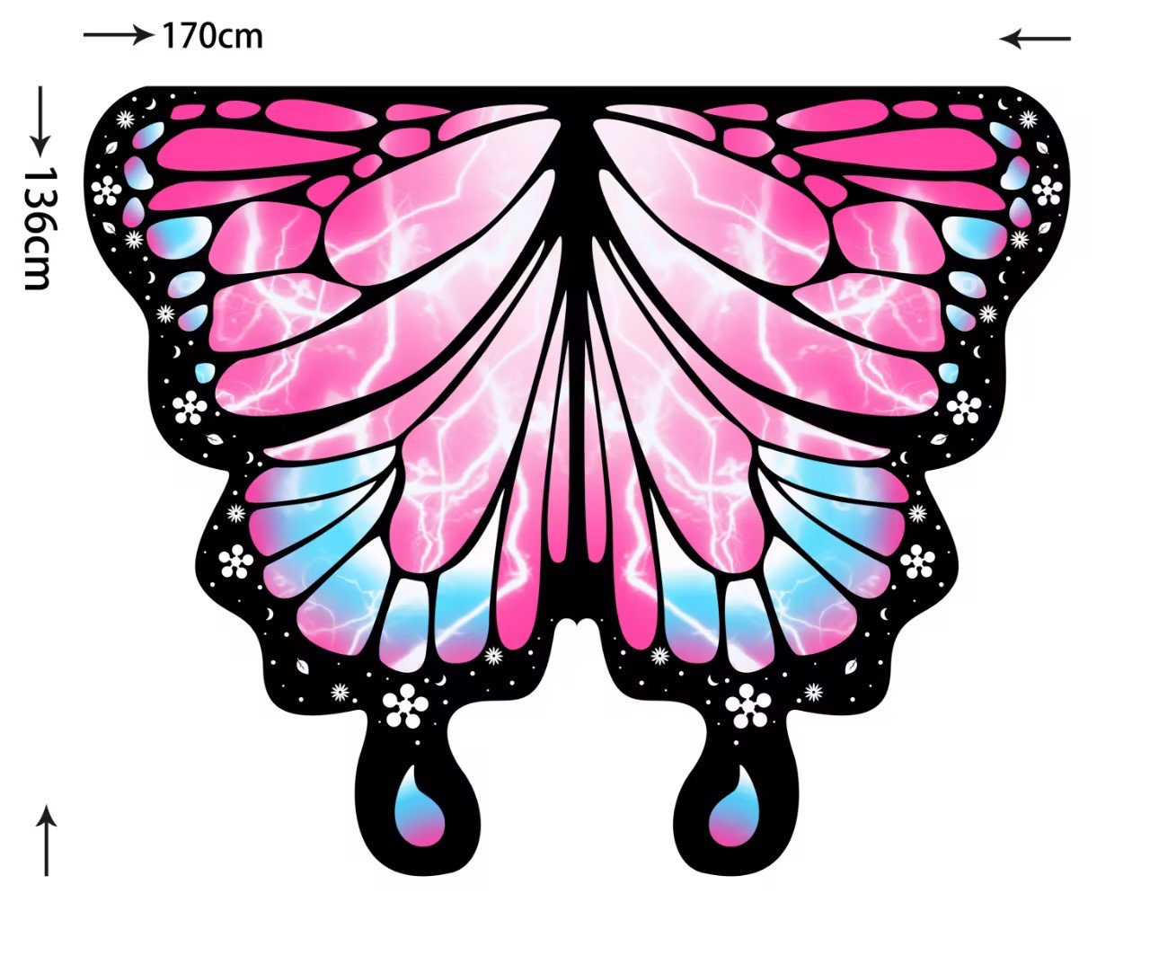 Capa de Halloween de punto para usar alas de mariposa vestido de capa vestido para niños capa ancha espectáculo de baile chal