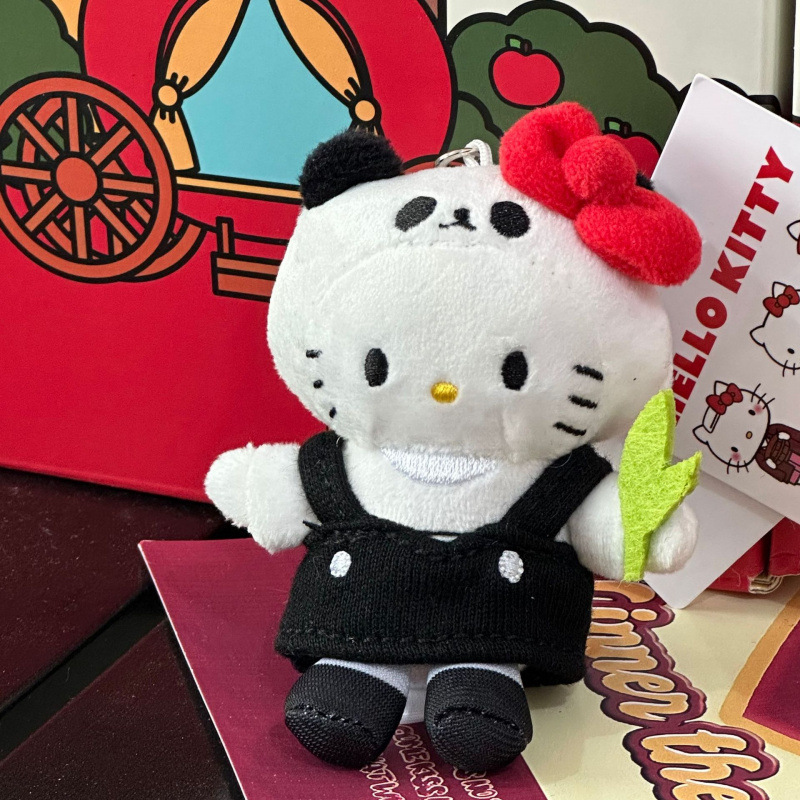 黑色草帽kitty帽宝宝挂件爱心扣公仔玩偶可爱赫本风挂饰钥匙扣|undefined