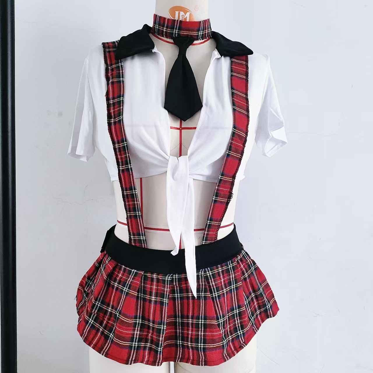 Foreign Trade European and American Sexy Uniforms British Plaid Student Uniforms Exposed Breasts Sexy Underwear Suspenders Student Uniforms Temptation Suit