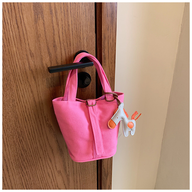 Bolso de mezclilla lindo de los niños de las mujeres 2023 Otoño Nuevo estilo coreano bolso de cubo de tela de color sólido para niños