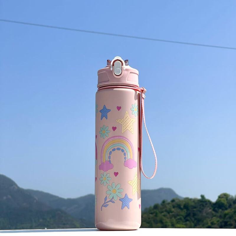 卡通高颜值水杯大容量提绳弹跳塑料杯学生儿童可爱杯子厂家批发|undefined