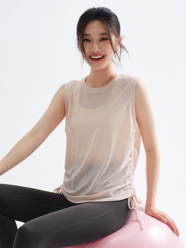 瑜伽上衣女夏季薄款大码圆领背心罩衫无袖T恤户外运动跑步健身服|undefined