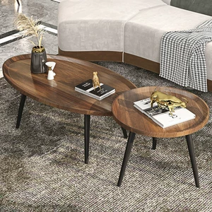 Modern Nordic Simple Home Sofa Table for Living Room, Round Tea Table with Wooden Legs