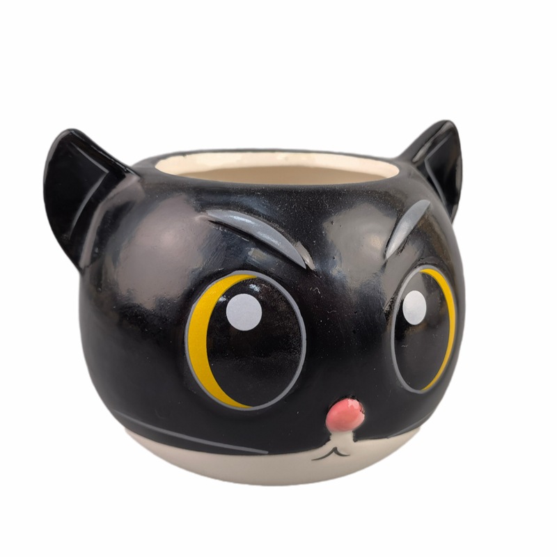 Estrictamente seleccionado transfronterizo pequeño gato negro taza película de dibujos animados lindo Taza de cerámica café pareja taza de agua gato negro taza de Sheriff