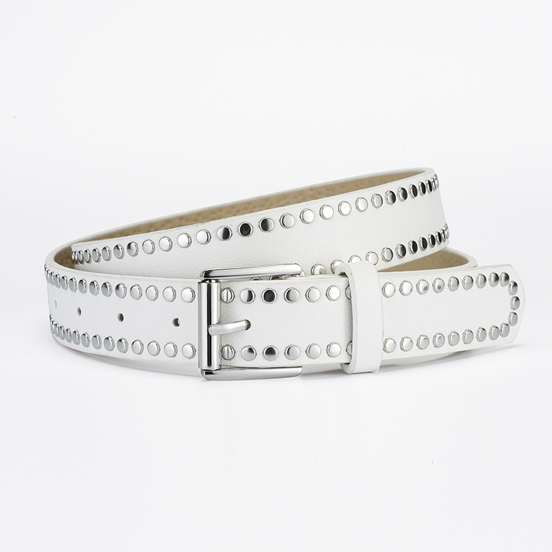 Nuevo cinturón de PU con hebilla de remache de estilo punk transfronterizo para hombres y mujeres, cinturón de pantalones de metal hip-hop de alta gama al por mayor