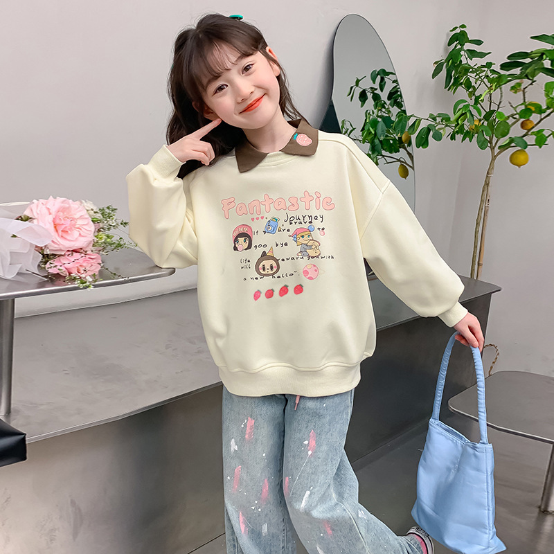 俏妮卡 儿童装洋气春秋款秋季潮卫衣新款秋装套头中大童上衣女童|undefined