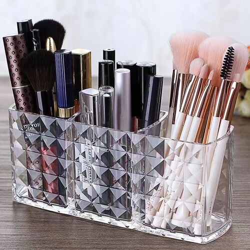 Makeup Storage Box Shelf Makeup Vanity Brush Storage Shelf Desk Eyebrow Pencil Box Storage Dustproof Transparent