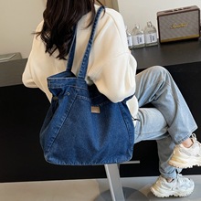 牛仔帆布单肩包女大容量通勤包小众文艺托特包日韩休闲百搭手提包
